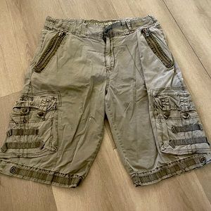 Tan mens cargo shorts, size 38